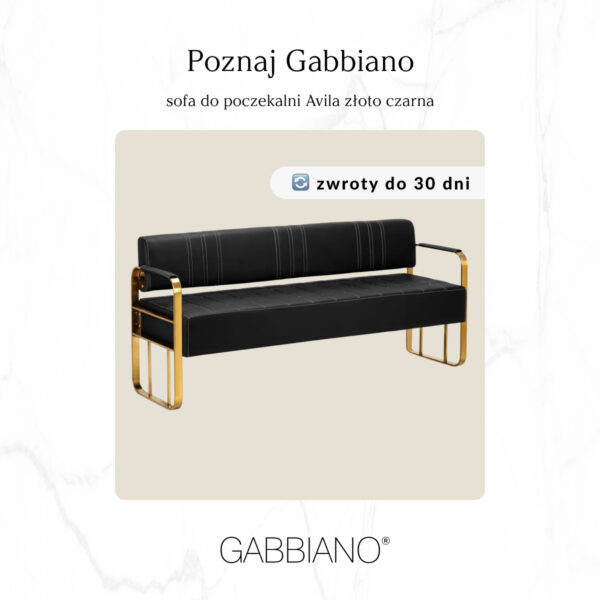 Canapea sală de așteptare Gabbiano Avila, neagră cu auriu, negru, imaginea 10