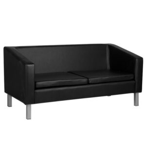 Canapea sală de așteptare Gabbiano BM18003, neagră, piele ecologică, negru, imaginea 1