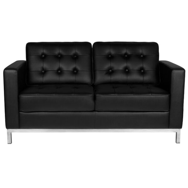 Canapea sală de așteptare Gabbiano BM18019, 2 locuri, negru, negru, imaginea 2