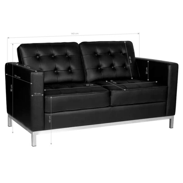 Canapea sală de așteptare Gabbiano BM18019, 2 locuri, negru, negru, imaginea 3