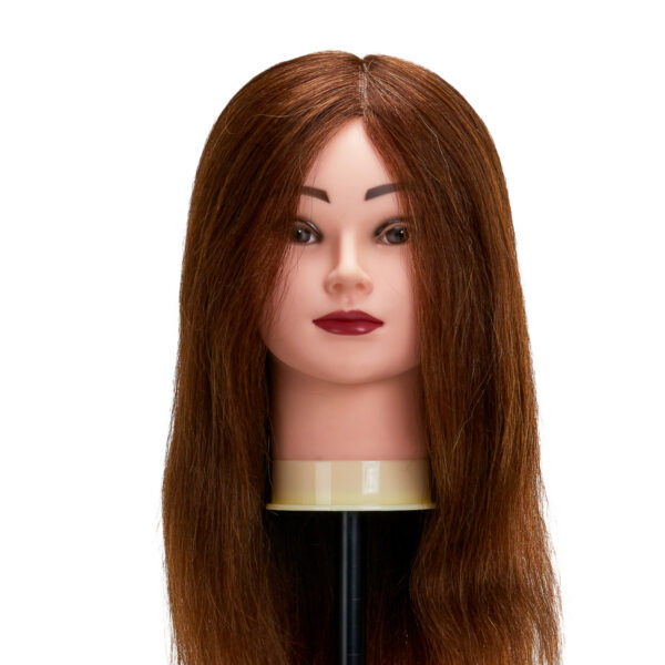 Cap manechin coafură Gabbiano WZ1, păr natural 42 cm, culoare 4H (maro), imaginea 1