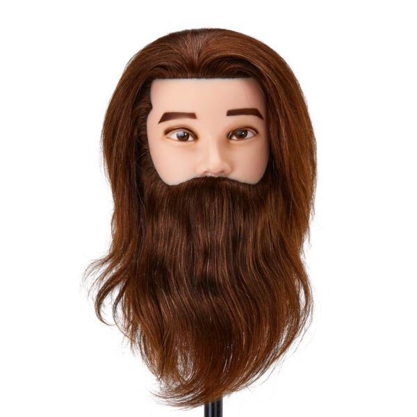 Cap manechin Gabbiano WZ4 cu barbă, păr natural 22 cm+20 cm, 4H (maro), imaginea 1