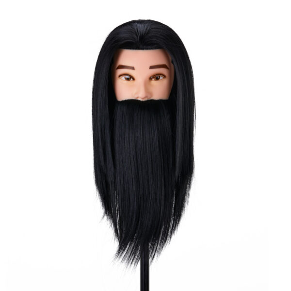 Cap manechin Gabbiano WZ4 cu barbă, păr sintetic 22 cm+20 cm, 1H (negru), imaginea 2