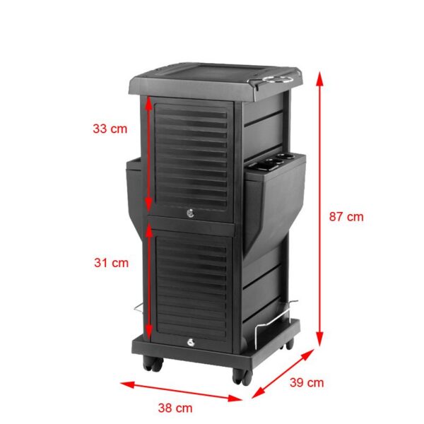 Cărucior coafor Gabbiano 100C cu două obloane cu cheie, negru, negru, imaginea 3 Cărucior coafor Gabbiano 100C cu două obloane cu cheie, negru, negru, imaginea 3