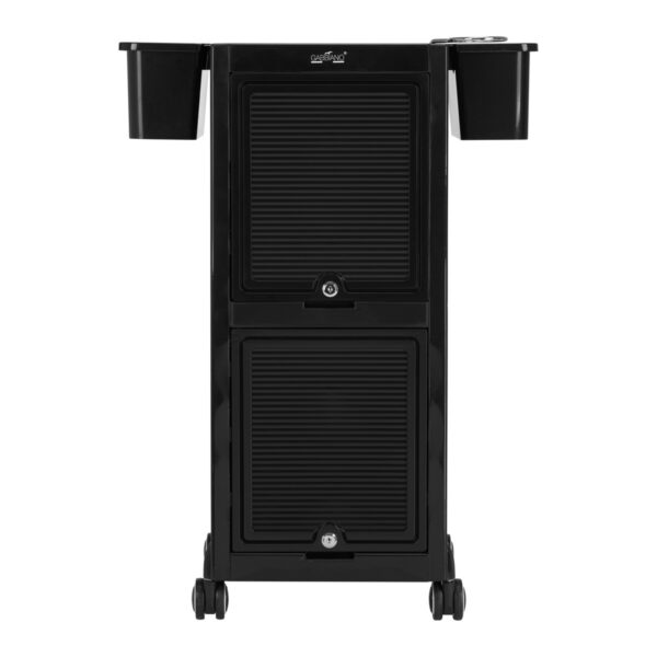 Cărucior coafor Gabbiano 68C cu ușă cu cheie și tăvi modulare, negru, imaginea 4