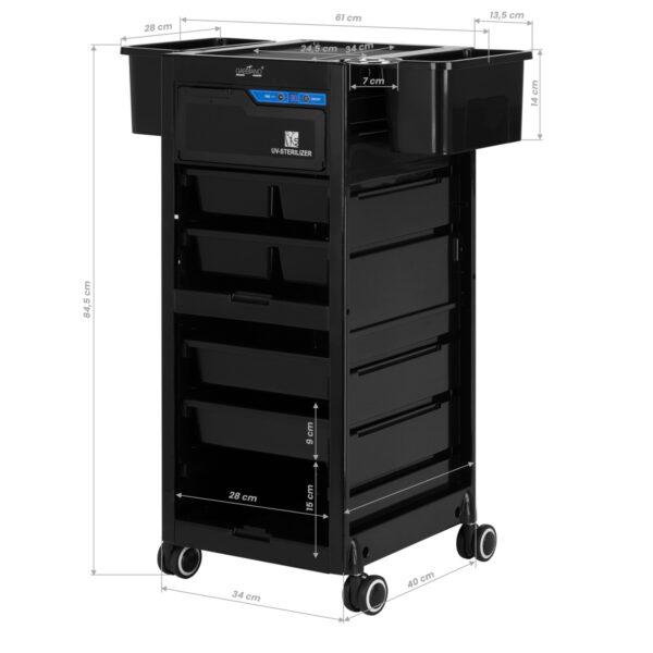 Cărucior coafor Gabbiano 68UV cu sterilizator UV-C integrat, negru, imaginea 10