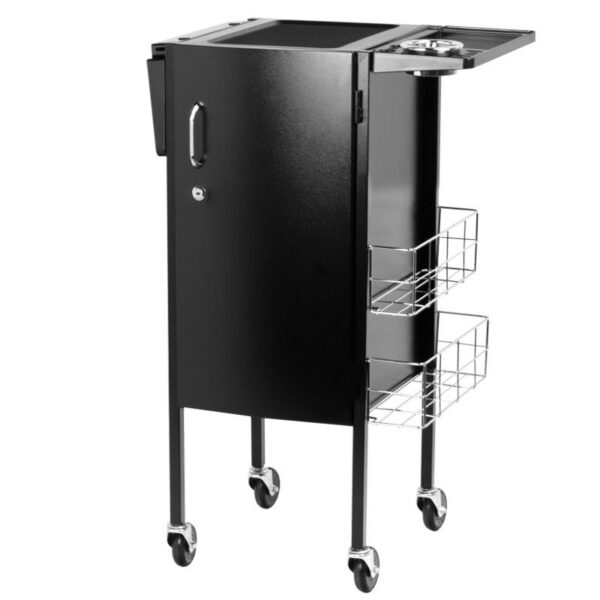 Cărucior coafor Gabbiano Deluxe 500 cu dulap încuiabil, negru, negru, imaginea 2
