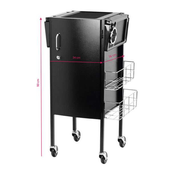 Cărucior coafor Gabbiano Deluxe 500 cu dulap încuiabil, negru, negru, imaginea 4