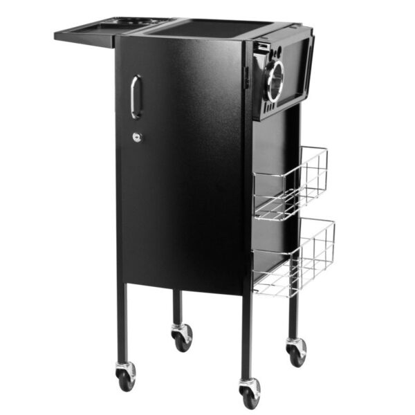 Cărucior coafor Gabbiano Deluxe 500 cu dulap încuiabil, negru, negru, imaginea 5