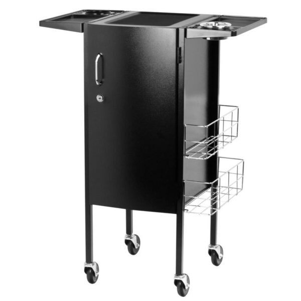 Cărucior coafor Gabbiano Deluxe 500 cu dulap încuiabil, negru, negru, imaginea 6