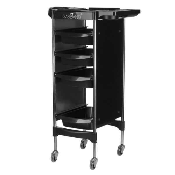 Cărucior coafor Gabbiano FX11-2 din ABS cu cadru de oțel, negru, negru, imaginea 1