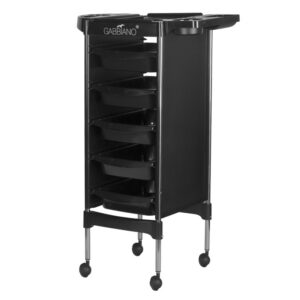 Cărucior coafor Gabbiano FX11-5 din ABS cu cadru de oțel, negru, negru, imaginea 1 Cărucior coafor Gabbiano FX11-5 din ABS cu cadru de oțel, negru, negru, imaginea 1