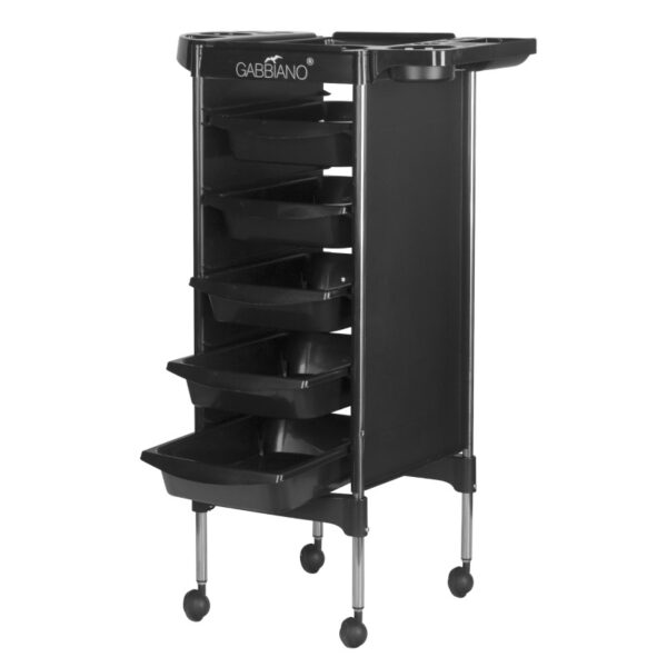 Cărucior coafor Gabbiano FX11-5 din ABS cu cadru de oțel, negru, negru, imaginea 3