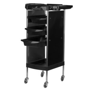 Cărucior coafor Gabbiano FX11-A din ABS cu cadru de oțel, negru, negru, imaginea 1 Cărucior coafor Gabbiano FX11-A din ABS cu cadru de oțel, negru, negru, imaginea 1