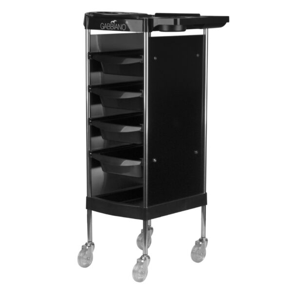 Cărucior coafor Gabbiano FX11-B din ABS cu cadru de oțel, negru, negru, imaginea 1
