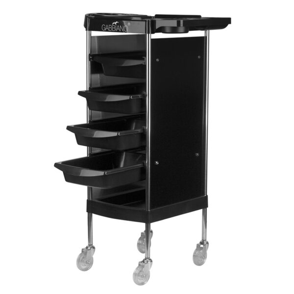 Cărucior coafor Gabbiano FX11-B din ABS cu cadru de oțel, negru, negru, imaginea 2