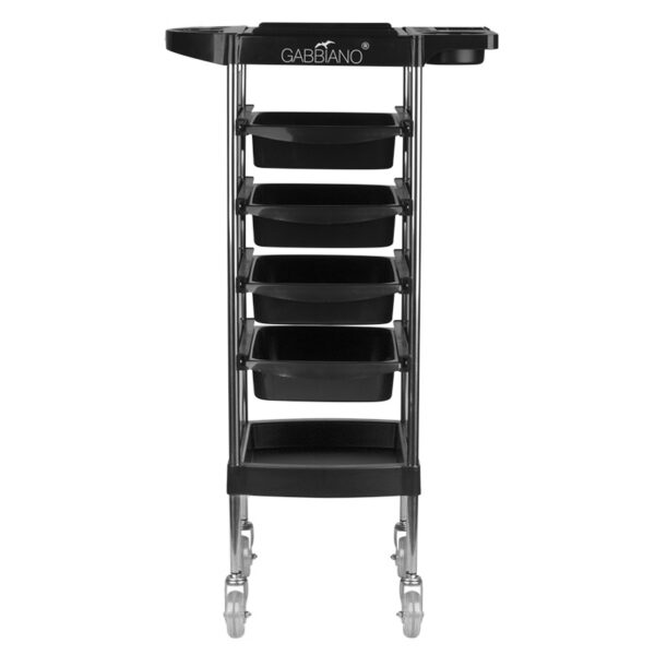 Cărucior coafor Gabbiano FX11-B din ABS cu cadru de oțel, negru, negru, imaginea 3
