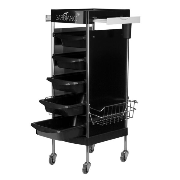 Cărucior coafor Gabbiano FX11E din ABS cu cadru de oțel, negru, negru, imaginea 3