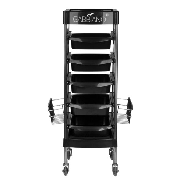 Cărucior coafor Gabbiano FX11E din ABS cu cadru de oțel, negru, negru, imaginea 4