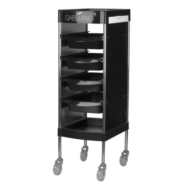 Cărucior coafor Gabbiano FX11F din ABS cu cadru de oțel, negru, negru, imaginea 1
