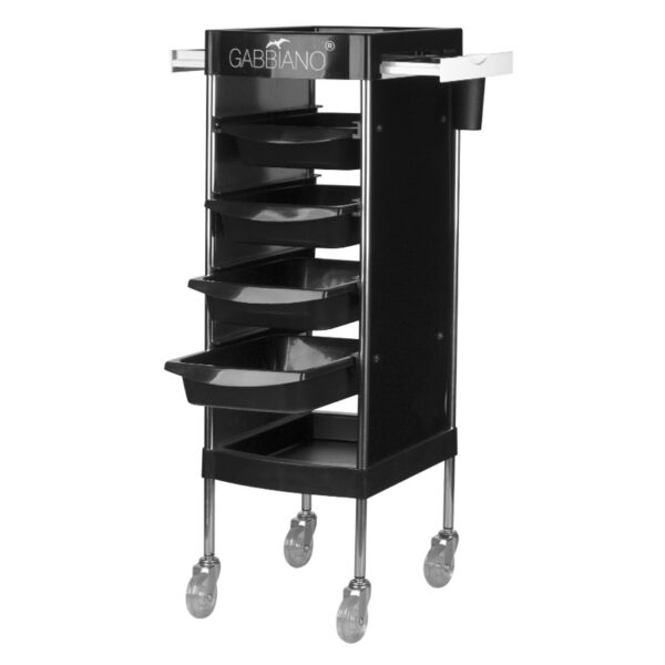 Cărucior coafor Gabbiano FX11F din ABS cu cadru de oțel, negru, negru, imaginea 2