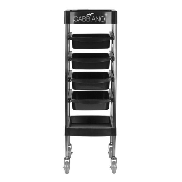 Cărucior coafor Gabbiano FX11F din ABS cu cadru de oțel, negru, negru, imaginea 3