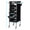 Cărucior coafor Gabbiano FX11F din ABS cu cadru de oțel, negru, negru, imaginea 5