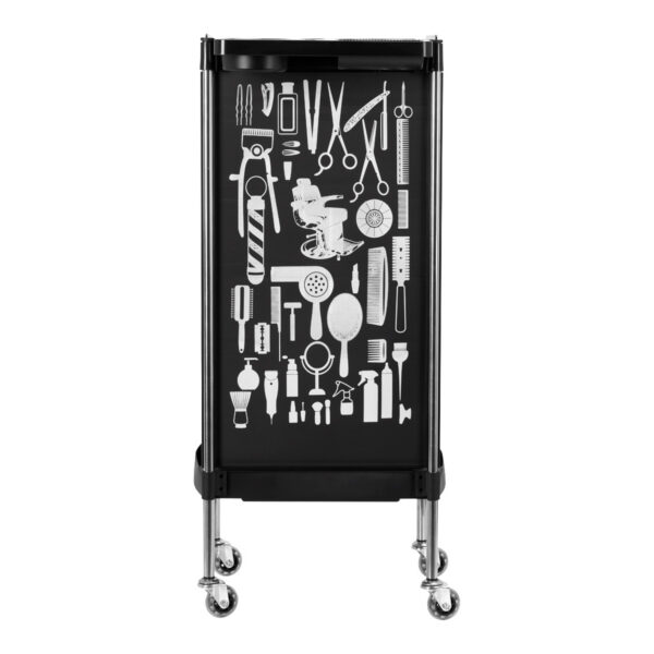 Cărucior coafor Gabbiano X11-9 Graphics din ABS cu cadru de oțel, negru, imaginea 4