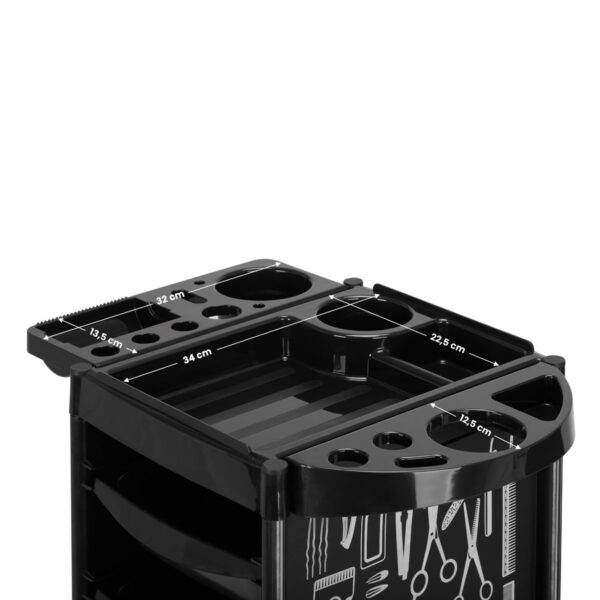 Cărucior coafor Gabbiano X11-9 Graphics din ABS cu cadru de oțel, negru, imaginea 6