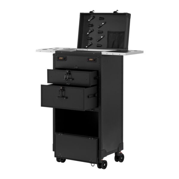 Cărucior coafor mobil Gabbiano V21 pe roți, negru, negru, imaginea 3 Cărucior coafor mobil Gabbiano V21 pe roți, negru, negru, imaginea 3
