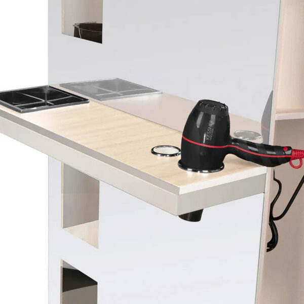 Consolă coafor cu oglindă Gabbiano B058 cu rafturi laterale, perlat, imaginea 6 Consolă coafor cu oglindă Gabbiano B058 cu rafturi laterale, perlat, imaginea 6