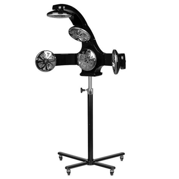 Infrazon coafor Gabbiano 868-1 pe stativ, 5 capete și 5 ventilatoare, negru, negru, imaginea 3
