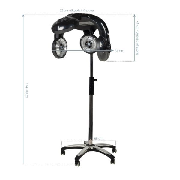 Infrazon coafor Gabbiano 938 pe stativ, 5 capete și 4 ventilatoare, negru, imaginea 5