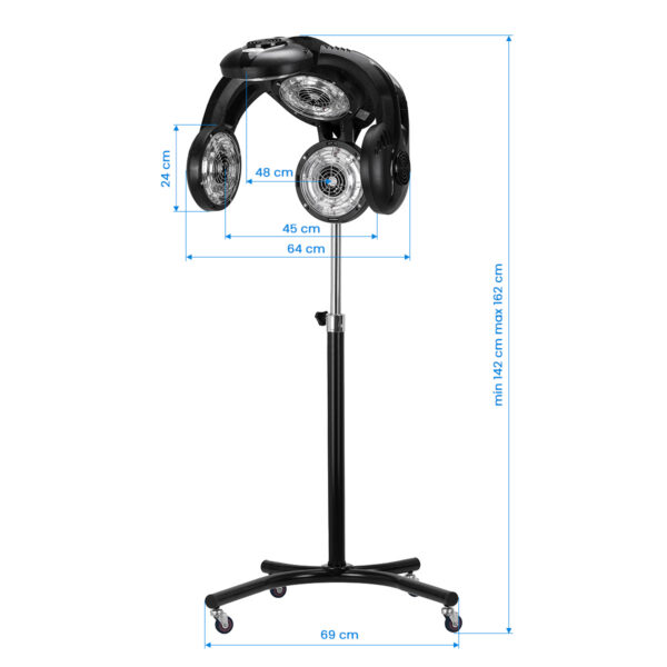 Infrazon coafor Gabbiano GL-505S pe stativ, cu ozon, negru, negru, imaginea 10