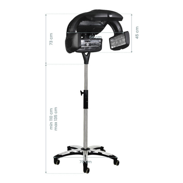 Infrazon coafor Gabbiano Y-707 pe stativ, ecran LCD, 5 moduri, negru, negru, imaginea 6