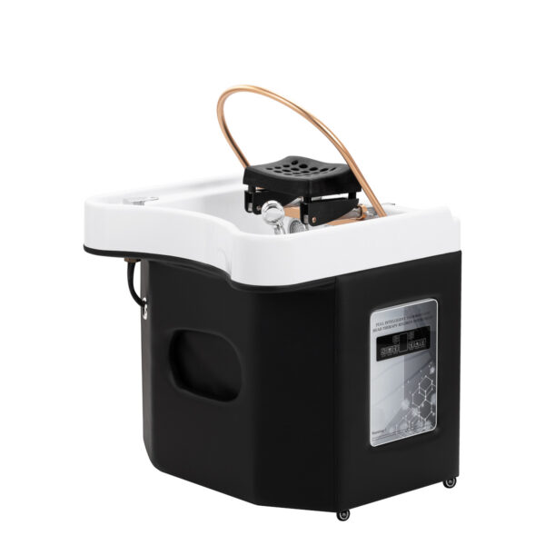 Lavoar head spa mobil Gabbiano 050 cu cascadă, abur și roți, negru cu alb