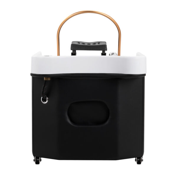 Lavoar head spa mobil Gabbiano 050 cu cascadă, abur și roți, negru cu alb, imaginea 3
