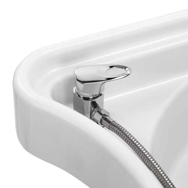 Lavoar head spa mobil Gabbiano 050 cu cascadă, abur și roți, negru cu alb, imaginea 6