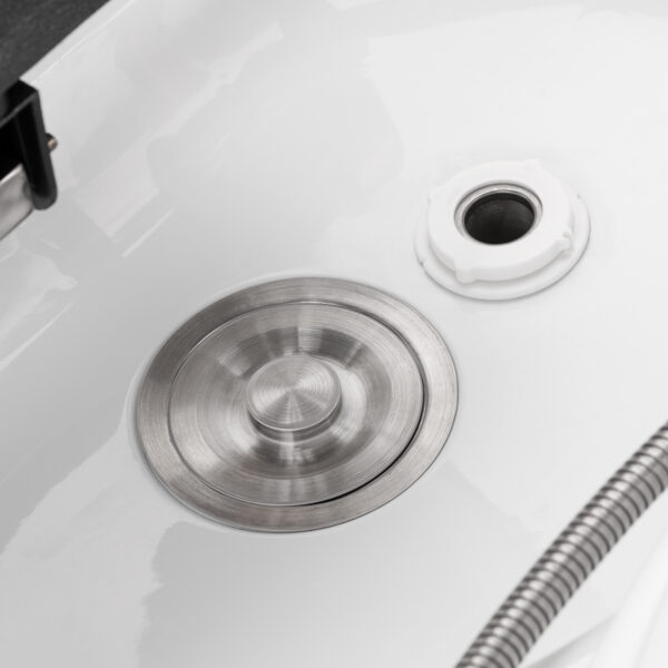 Lavoar head spa mobil Gabbiano 050 cu cascadă, abur și roți, negru cu alb, imaginea 8