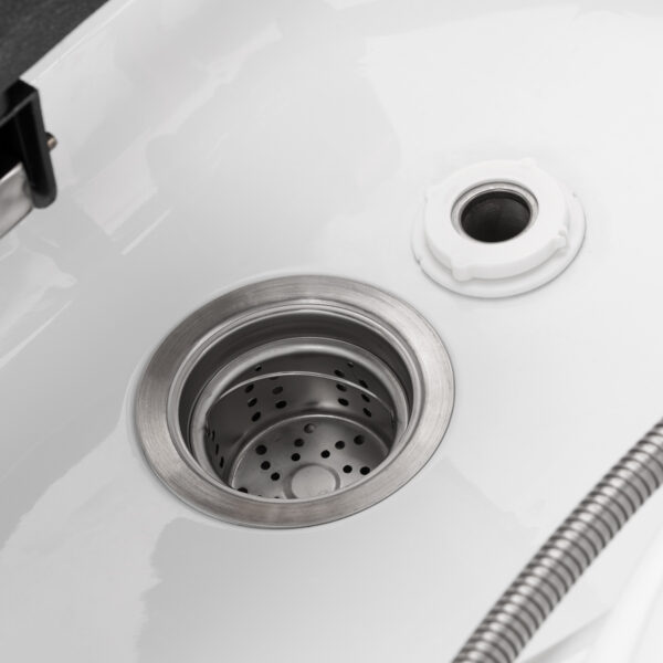 Lavoar head spa mobil Gabbiano 050 cu cascadă, abur și roți, negru cu alb, imaginea 9