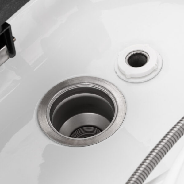 Lavoar head spa mobil Gabbiano 050 cu cascadă, abur și roți, negru cu alb, imaginea 10