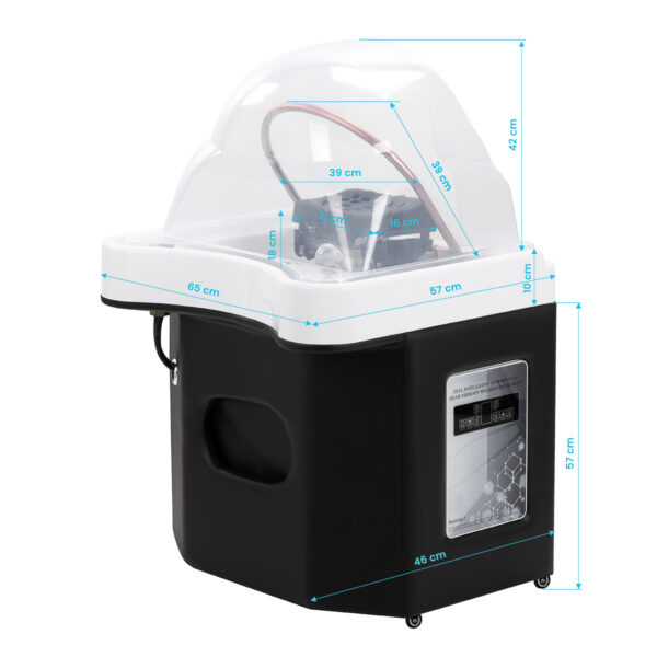 Dimensiuni Lavoar head spa mobil Gabbiano 050 cu cascadă, abur și roți