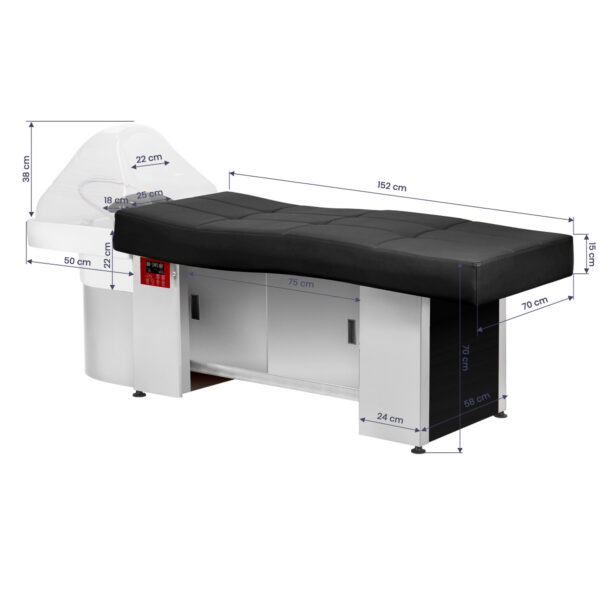 Dimensiuni Pat head spa Gabbiano 017B cu dulap cu uși glisante, cuvă din ceramică și abur Dimensiuni Pat head spa Gabbiano 017B cu dulap cu uși glisante, cuvă din ceramică și abur