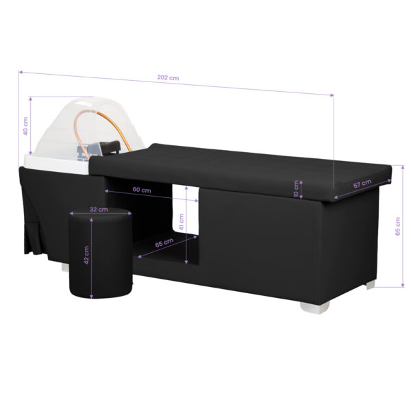 Dimensiuni Pat head spa Gabbiano Maldives cu cascadă, vaporizator și taburet Dimensiuni Pat head spa Gabbiano Maldives cu cascadă, vaporizator și taburet