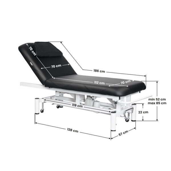 Pat masaj electric Azzurro 684 cu 1 motor și roți retractabile, negru, imaginea 5