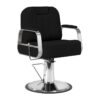 Scaun barber Gabbiano Rufo cu tetieră extensibilă și spătar rabatabil, negru
