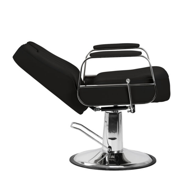Scaun barber Gabbiano Rufo cu tetieră extensibilă și spătar rabatabil, negru, imaginea 3