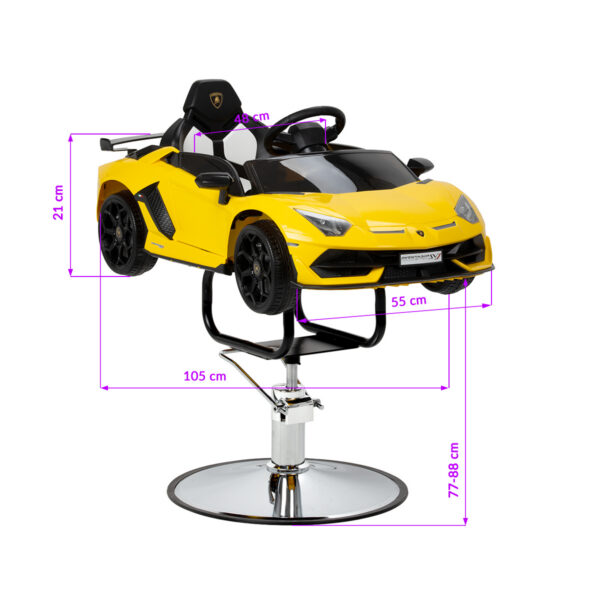 Scaun coafor copii Gabbiano Lamborghini mașină sport, galben, imaginea 10