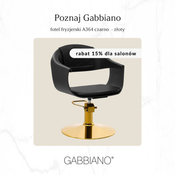 Scaun coafor Gabbiano A364 hidraulic cu bază aurie, negru, negru, imaginea 10