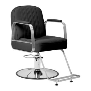 Scaun coafor Gabbiano Acri cu cusături decorative și suport picioare, negru